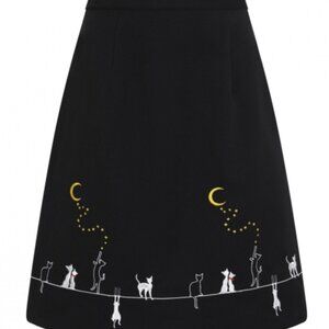 XS NWT Embroidered Cat Skirt Retro Dark Academia ModCloth lk Miss Patina